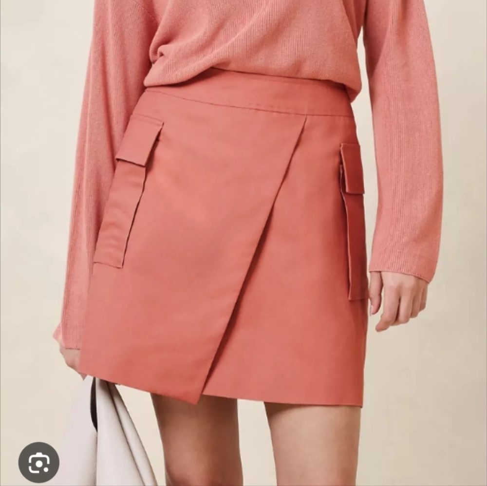 NWOT Banana‎ Republic Cotton Linen Blend Skirt In Coral Size 6